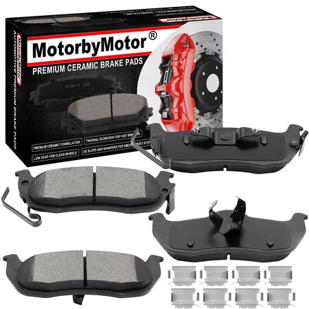 Motorbymotor MotorbyMotor Rear Ceramic Brake Pads w/Hardware Kit D1041(4Pack) BPD1041